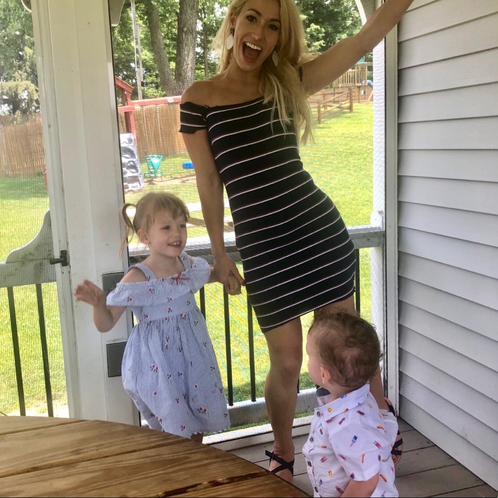 Guess Bodycon Striped Mini Dress